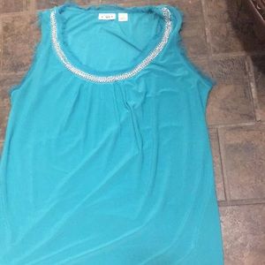 Cute beaded blue tank top silky